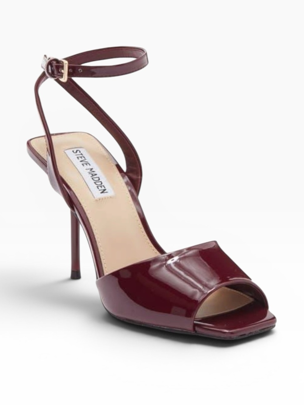 STEVE MADDEN LEESHA BURGUNDY PATENT ANKLE STRAP SQUARE TOE HEELS NWT SIZE 10 - Picture 9 of 14